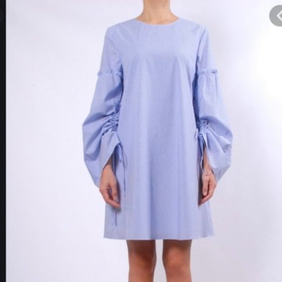 Tibi Elliot Blue Stripe Dress Size 12 - Picture 1 of 8